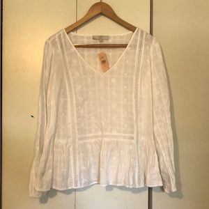 Loft White Peplum Top